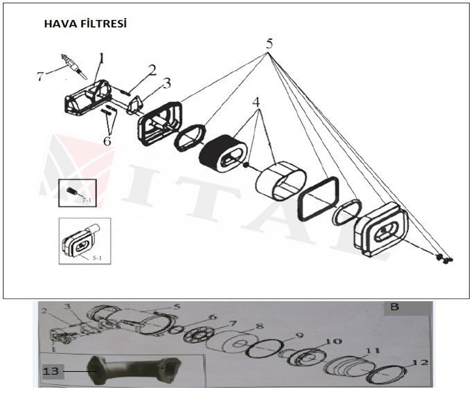 ITL-HAVA FİLTRESİ DİZEL 178F/186 YAĞLI TİP (ÜÇ VİDALI)