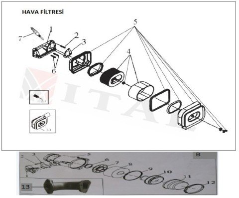 ITL-HAVA FİLTRESİ DİZEL 178F/186 YAĞLI TİP (ÜÇ VİDALI)