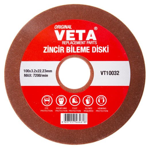 VETA ZİNCİR BİLEME DİSKİ 100x22x3.2mm / ORMAN AKSESUARI ZİNCİR BİLEME MAKİNESİ / BİLEME TAŞI / VT10032