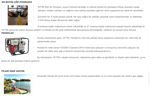 HONDA WT30 XK4 DE Motopomp Benzinli SU MOTORU Su Pompası / 8 BG / 3” ÇIKIŞ ÇAPI