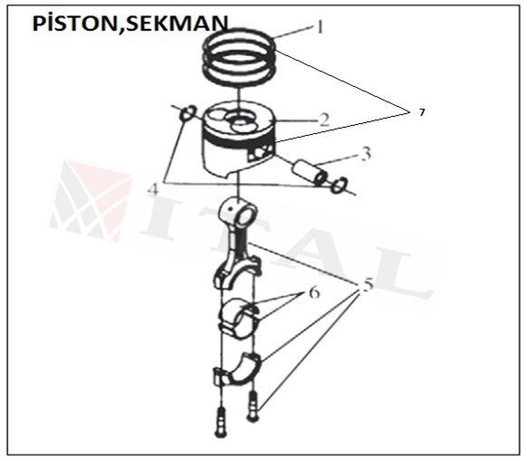 ITL-PİSTON TAKIM DİZEL 186FA STANDART 86MM