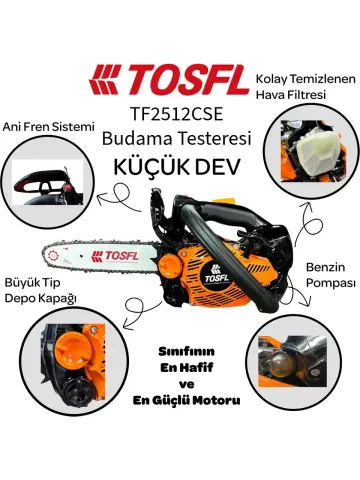 Tosfl TF2512CSE Motorlu Budama Testeresi – 1,5 HP, 25 cc