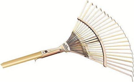 Raco 53736 Ahşap Saplı Ayarlı Kelepçeli Metal Çim ve Yaprak Toplama Tırmığı 30-45 CM