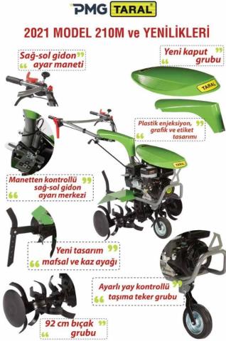 TARAL 210 M PMG 173F DİZEL Çapa Makinesi 5,5 BG 2 İLERİ + 1 GERİ