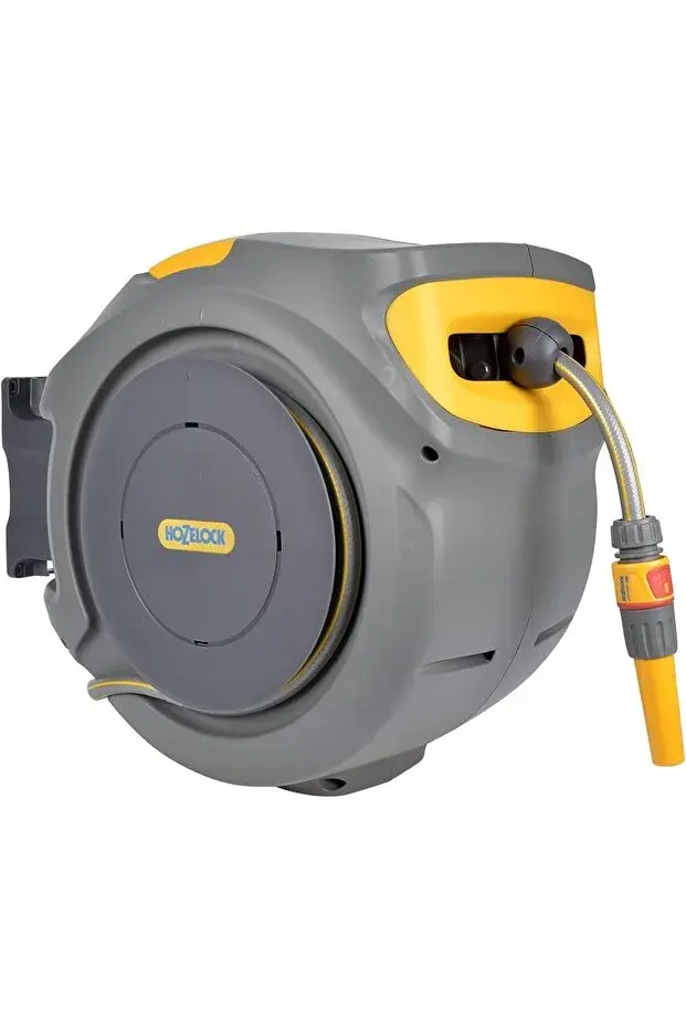 Hozelock 2401-3460H Duvara Monte 20 m Hortumlu Otomatik Geri Sarmalı Hortum Toplama Makara Seti + 2669H Multi Sprey Yuvarlak Başlıklı 5 Ayarlı Hortum Tabancası HEDİYELİ