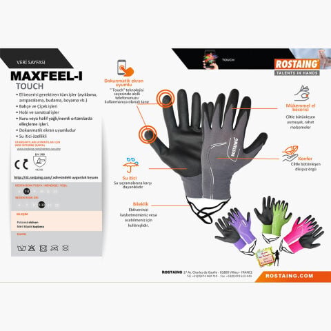 Rostaing MAXFEEL-IT09-10 Bahçe/Genel Kullanım Eldiven No:9-10